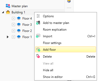 Adding a floor in the floor properties