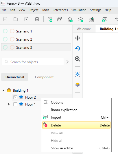Deleting a floor in the floor properties