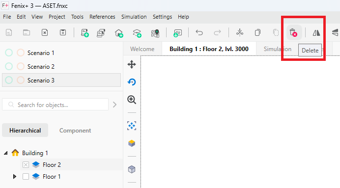 Deleting a floor on the control panel