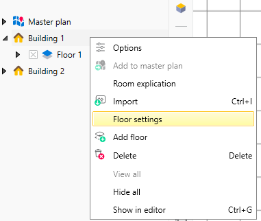 Floor Setup window